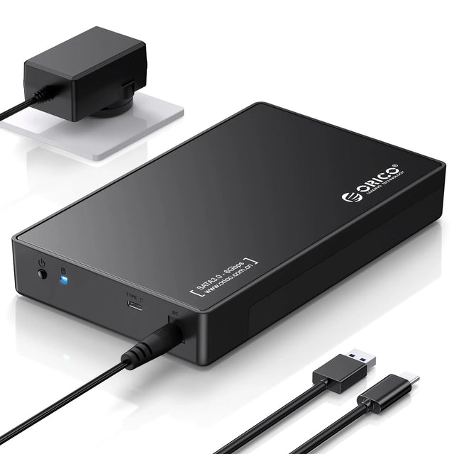 3.5" SATA III to USB 3.1 Type-C External Hard Drive Enclosure, Black ABS, Supports 16TB, Tool-Free, Demo