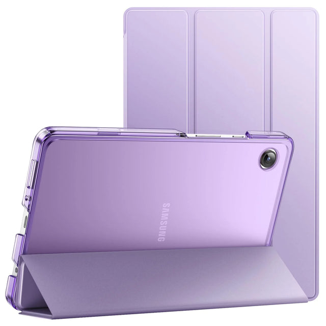 Slim Translucent Tablet Case for Samsung Galaxy Tab A11/Tab A9 8.7" - Light Purple, Hard PC Back & Soft PU Cover with Stand
