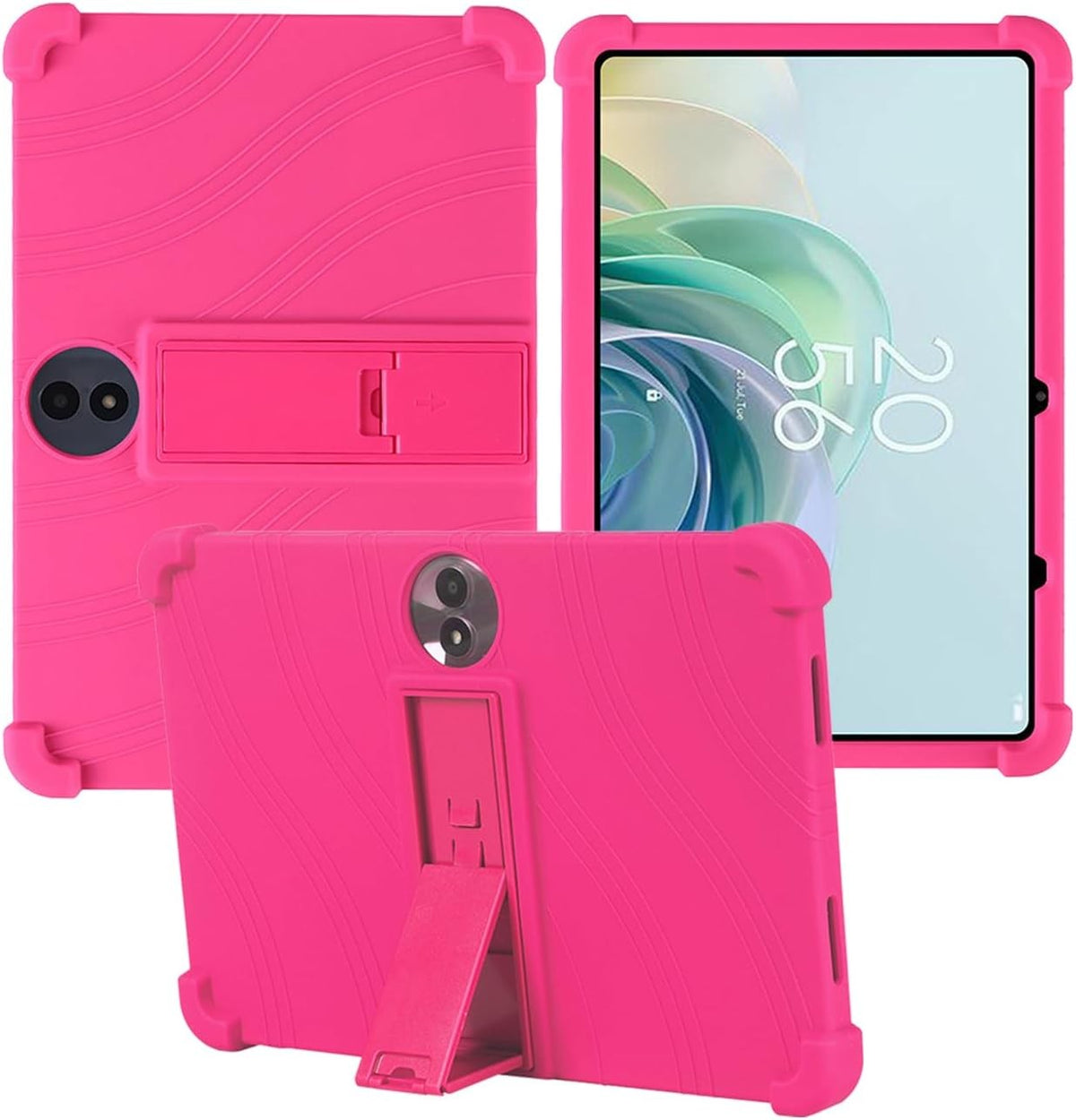 Compatible with TCL TAB 11 Gen2 11 Inch Tablet, Silicone Adjustable Stand Case, Shockproof Kids Friendly, Rose Red