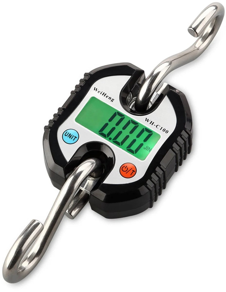 Digital Luggage Scale 150 kg Hanging Scale with LCD Display, Orange, Removable Hook, Multiple Units kg/lb/jin, High Precision, Automatic Tare