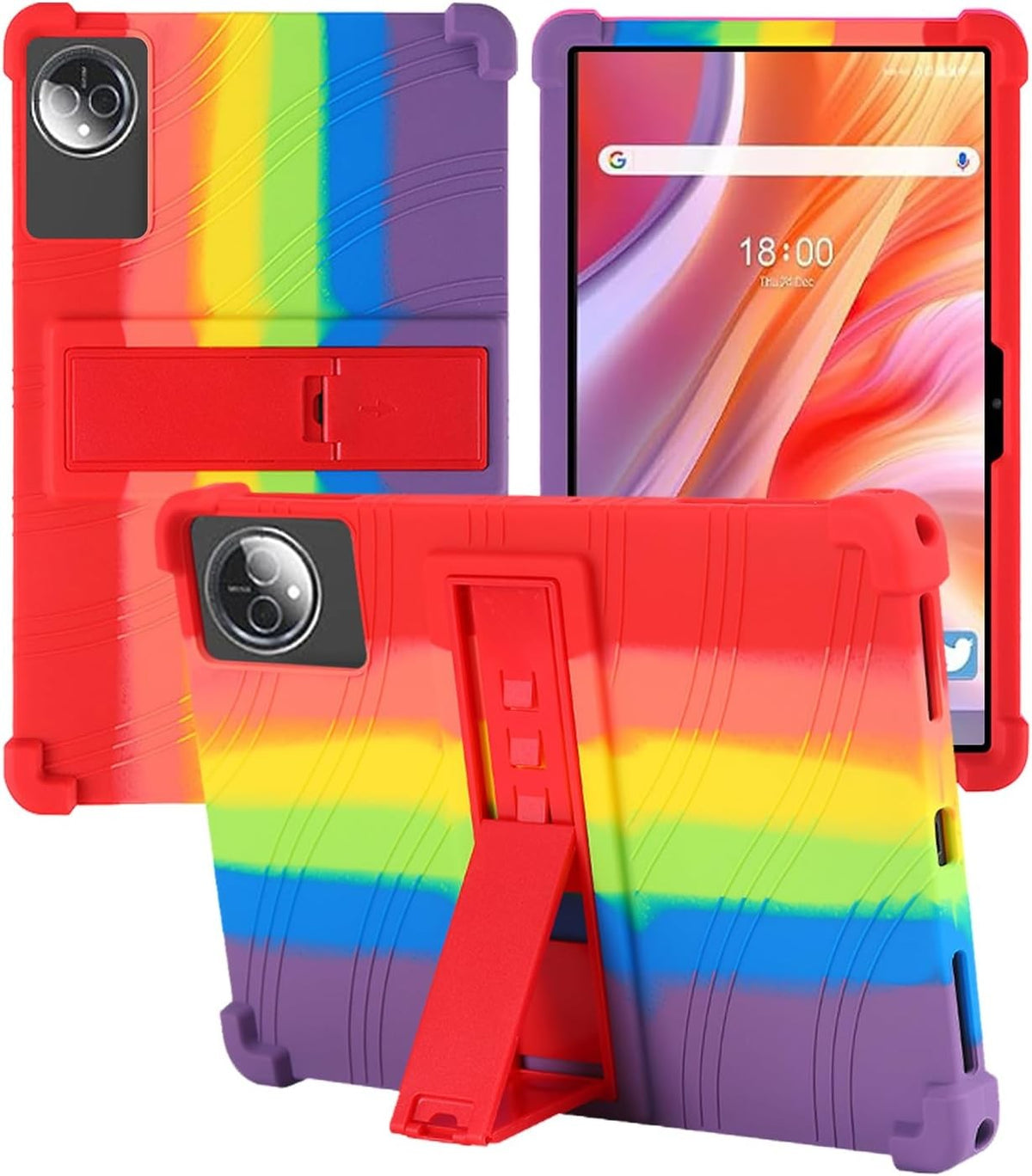 Soft Silicone Case Compatible with FEONAL D126 11 Inch Tablet, Adjustable Stand Shockproof Kids Friendly Cover