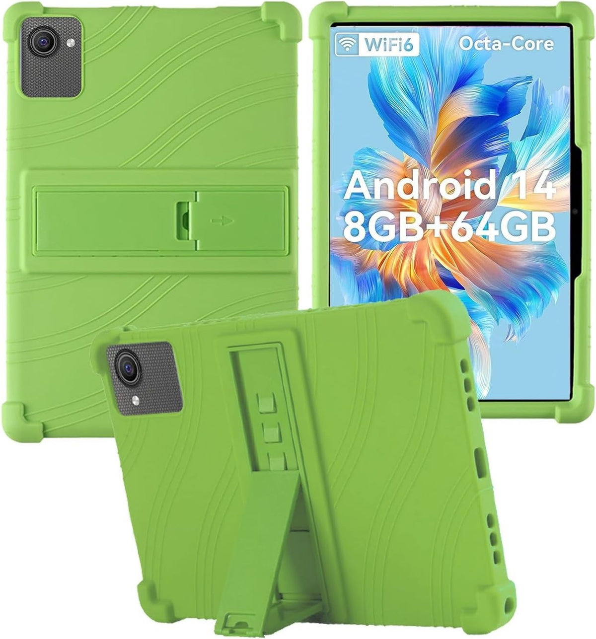 Soft Silicone Case for ZOFYWNAS C10 10-Inch Tablet, Adjustable Kickstand Shockproof Kids Friendly Cover (Green)