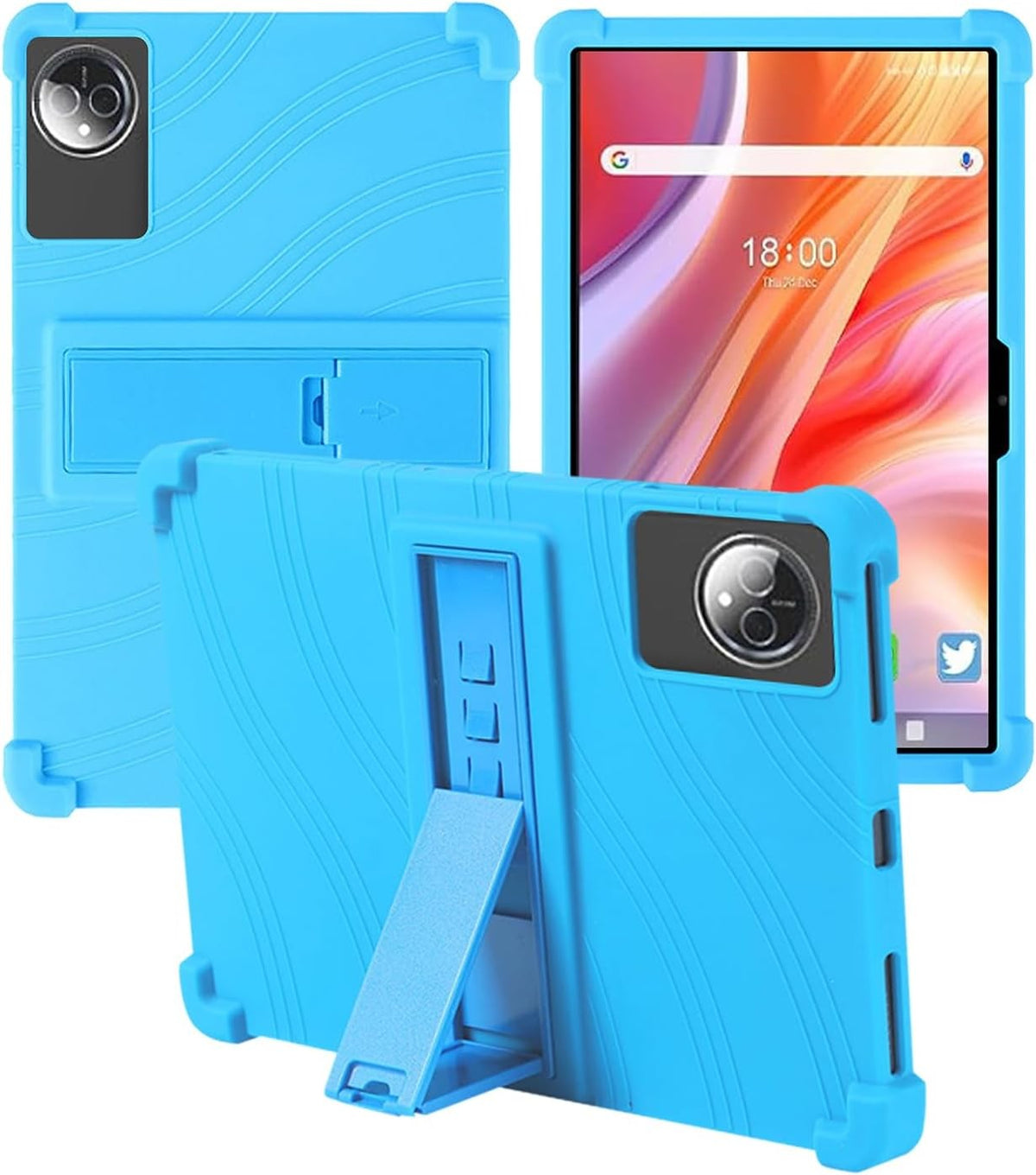 FEONAL 2025 11-Inch Tablet Case, Soft Silicone with Adjustable Kickstand Shockproof Kids Friendly - Sky Blue
