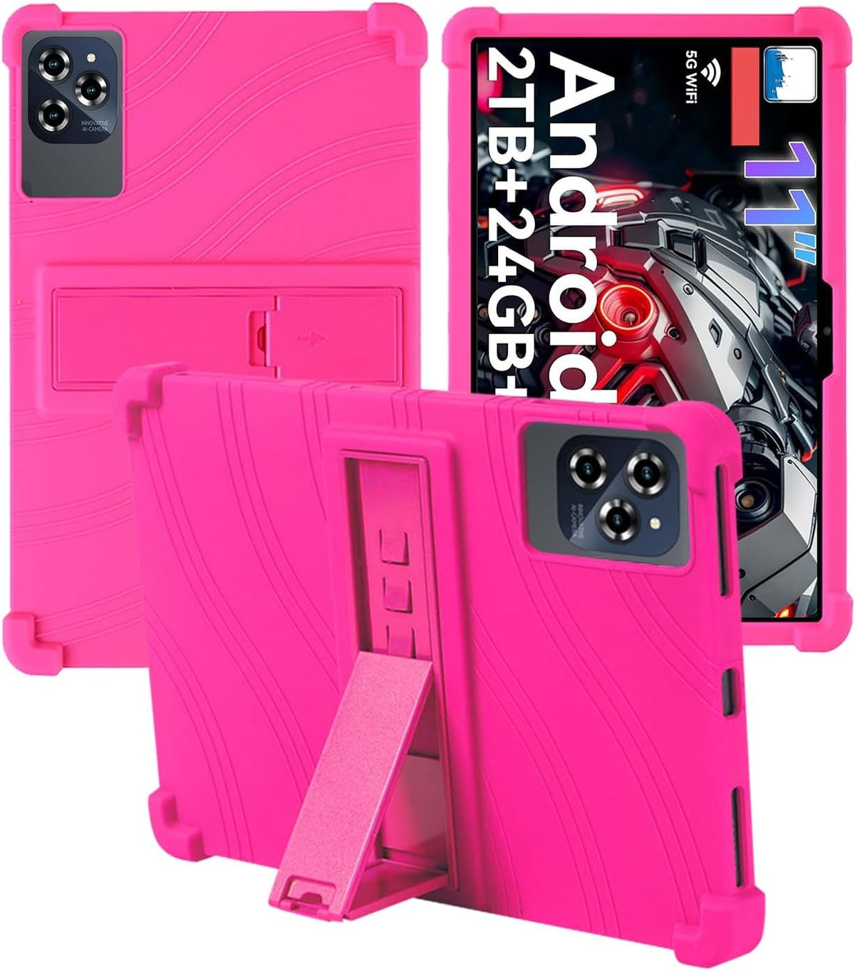 Compatible with Tabwee W90 11" Tablet Case, Soft Silicone Adjustable Stand Shockproof Kids Friendly Cover