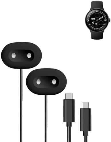 Magnetic Type-C Charging Cable for Google Pixel Watch 4, Black Replacement Charger Cord with ABS+PVC Durable Design