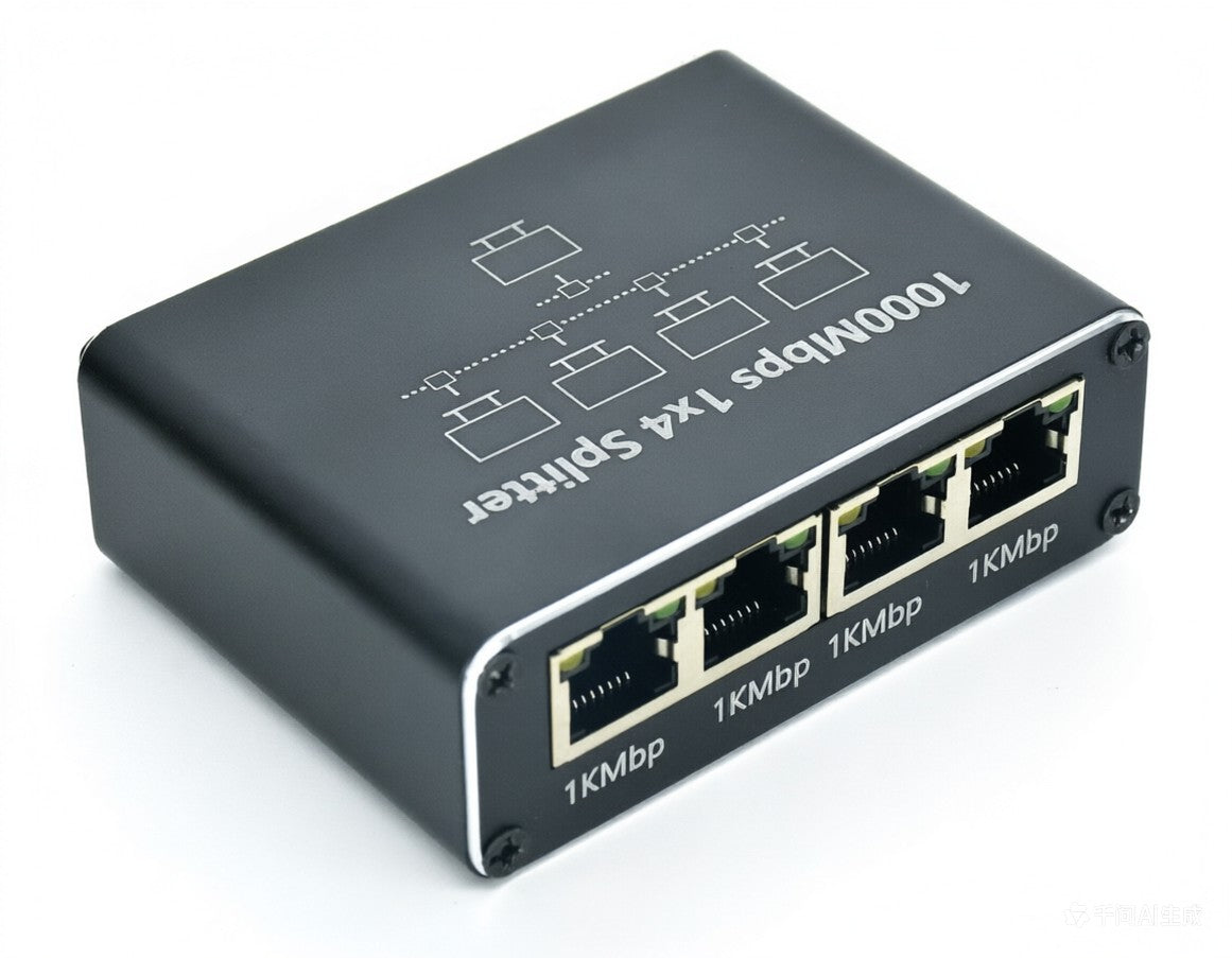 RJ45 Gigabit Ethernet Splitter, 1 to 4 Port Network Cable Splitter Connector Adapter for Broadband