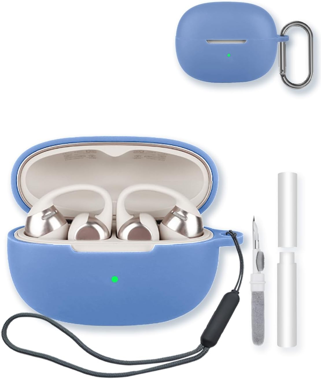 Silicone Case for SHOKZ OpenDots ONE Earbuds, Soft Protective Cover with Keychain, Cleaning Kit and Lanyard