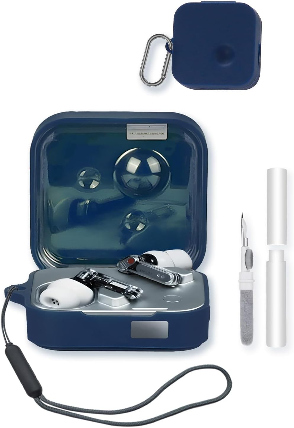 Silicone Case Compatible with Nothing Ear 3, with Keychain, Cleaning Pen & Lanyard