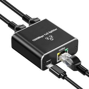Gigabit Network Splitter 1 to 2, RJ45 Ethernet Switch, for Internet Sharing