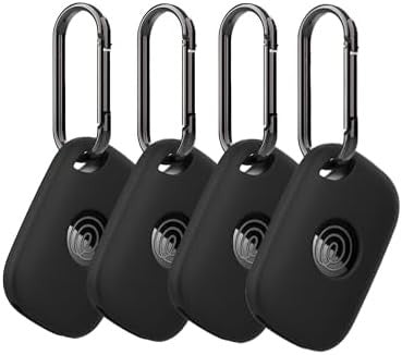 4 Pack Silicone Case for Tile Pro 2024 Bluetooth Tracker, Shockproof, with Keychain, Purple Black