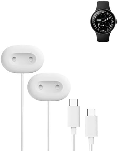 2 Pack Magnetic Type-C Charging Cable Compatible with Google Pixel Watch 4, Black & White Replacement Charger Cord for Smart Watch