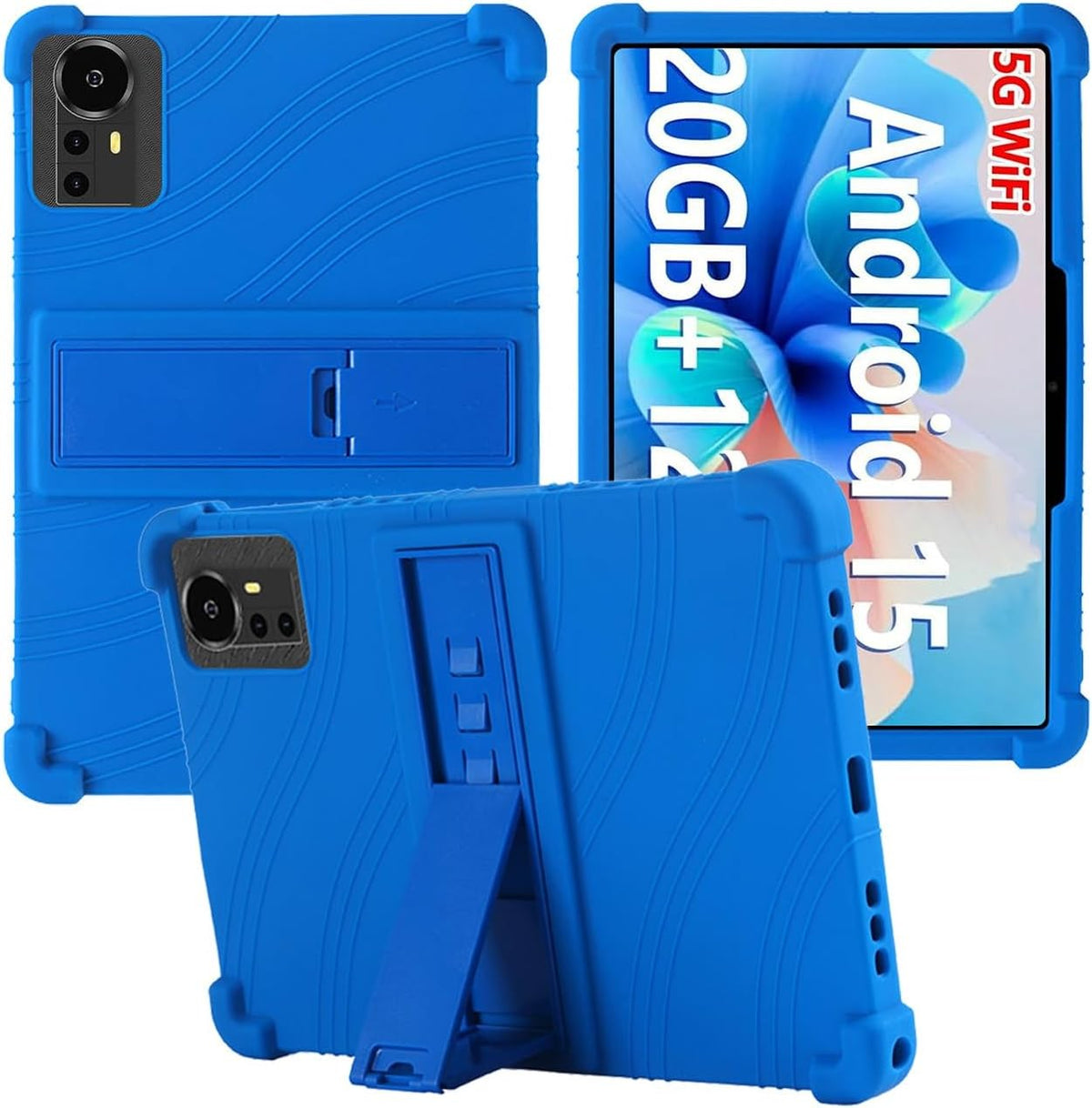 Soft Silicone Tablet Case Compatible with Bnegynng CP31M 10.1", Shockproof, Kickstand, Kids Friendly, Blue