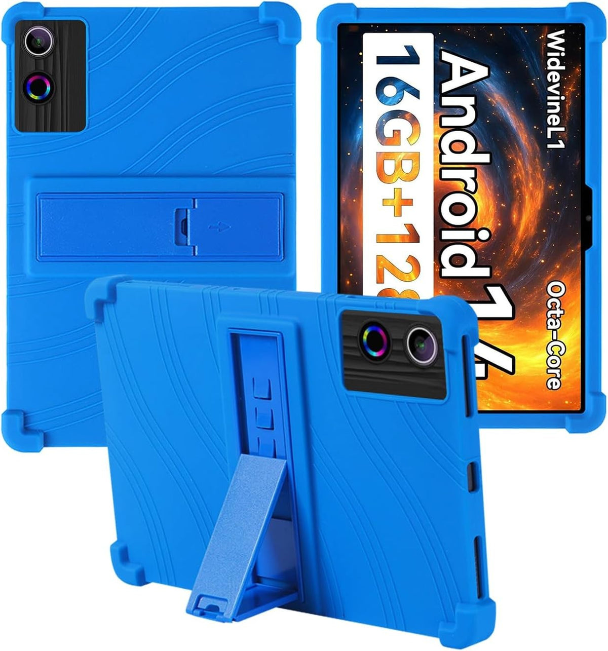 Soft Silicone Tablet Case Compatible with UGRIHACH A7 11", Shockproof, Kids Friendly, Blue