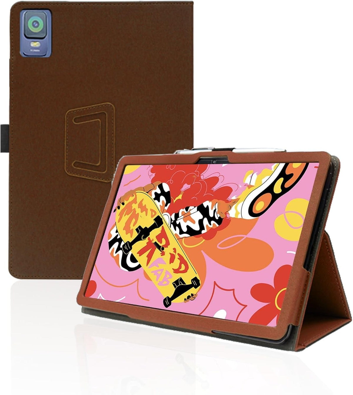Case for XPPen Magic Drawing Pad 12.2", PU Leather, Folding Stand, Pencil Holder, Wrist Strap Brown