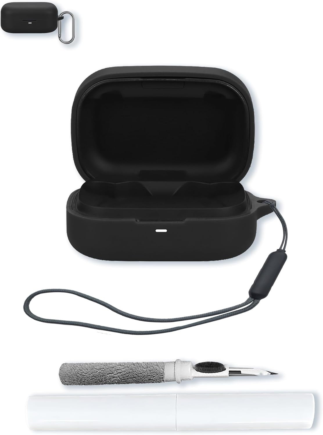 Silicone Case for B&O Beoplay Eleven Earbuds, Soft Protective Cover with Keychain & Lanyard
