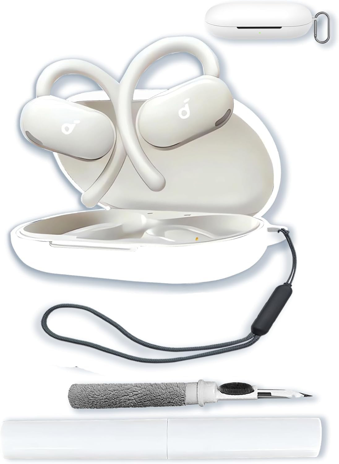 Silicone Case for Anker Soundcore V20i Earbuds - Soft Protective Cover with Keychain, Cleaning Kit & Lanyard