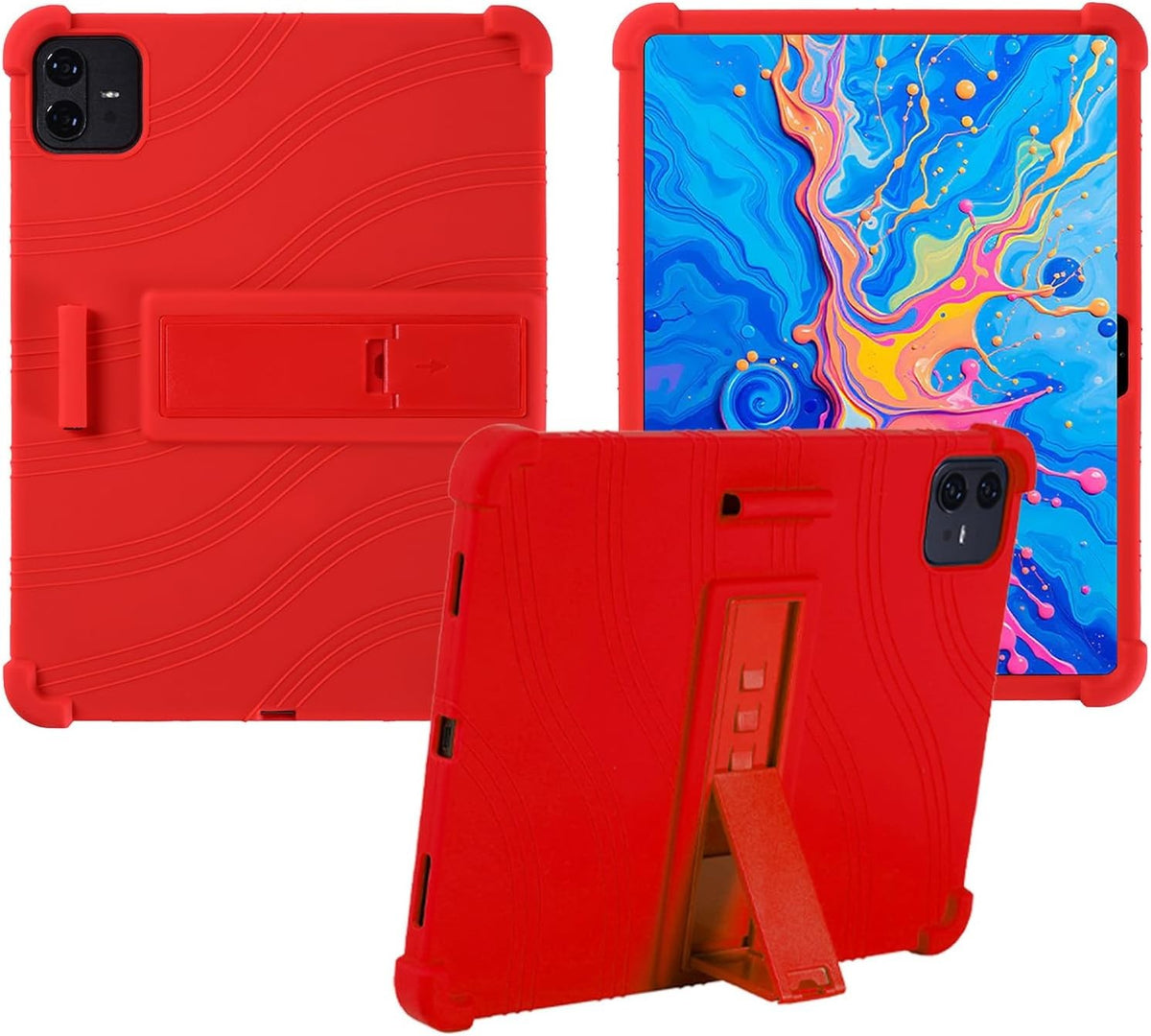 Silicone Tablet Case with Kickstand, Compatible with TECLAST Artpad Pro 12.7", Shockproof, Rainbow