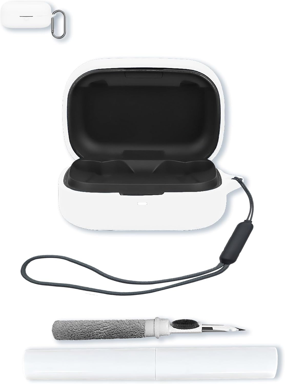 Silicone Case for B&O Beoplay Eleven Earbuds, Soft Protective Cover with Keychain & Lanyard
