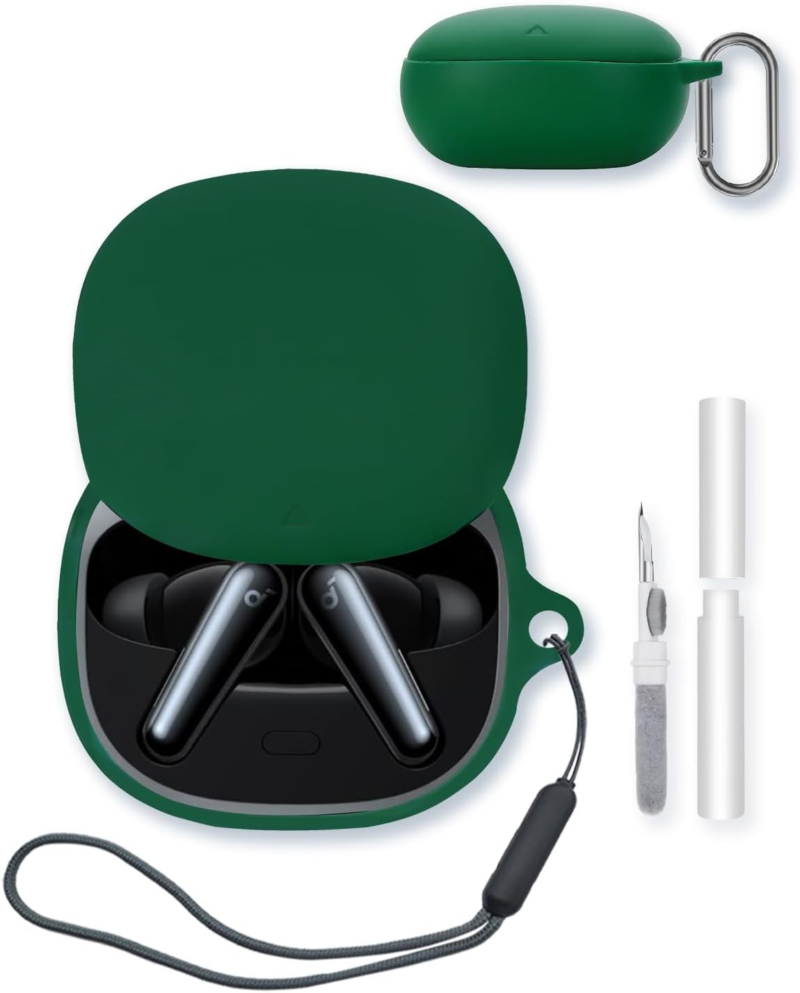 Silicone Cover Compatible with Anker Soundcore Liberty 5, Keychain,Cleaning Kit&Lanyard