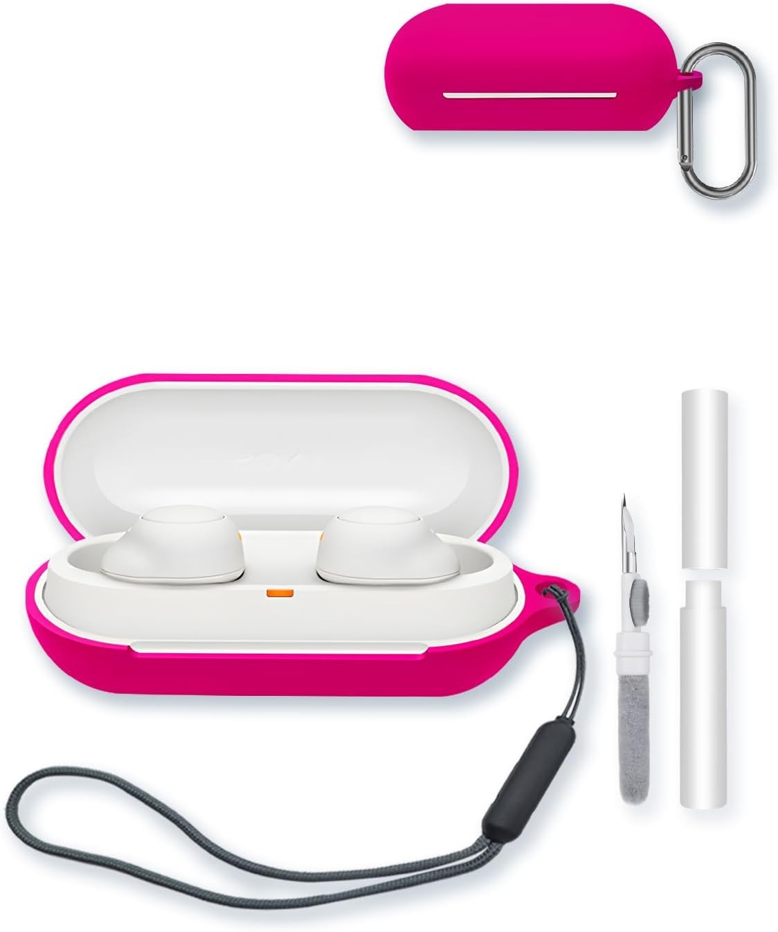 Silicone Case for Sony WF-C500 Earbuds, Soft Protective Cover with Keychain & Cleaning