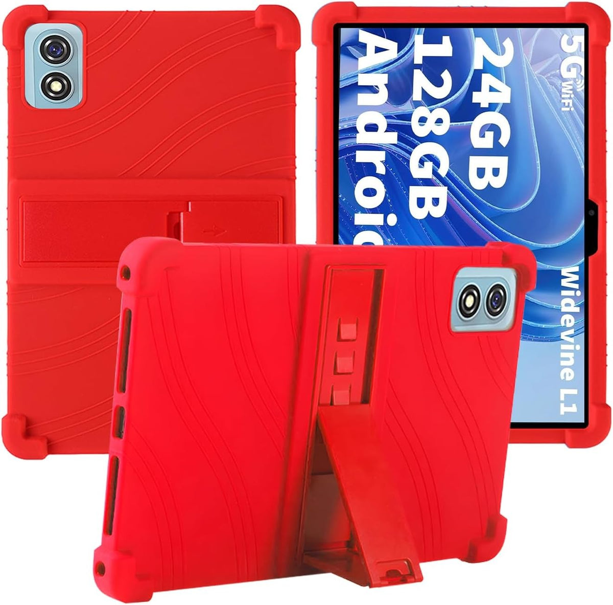 Soft Silicone Case for HISORL T901, Suicoey T901, YLEEBG T901 10 Inch Tablet, Shockproof with Adjustable Stand, Kids Friendly, Rose Red