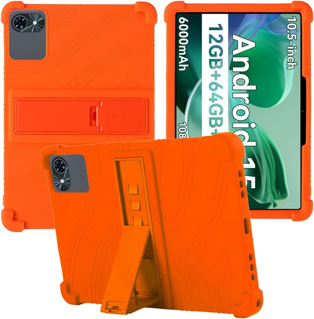 Compatible with TABWEE T80 Tablet 10.5 Inch Case, Soft Silicone Shockproof Stand Cover for Kids, Rainbow Orange