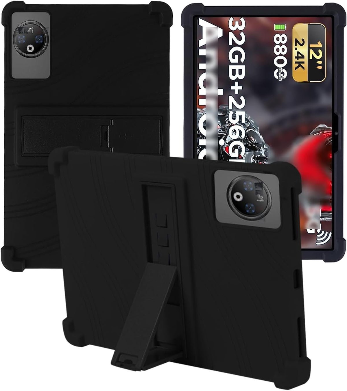 Soft Silicone Case for DOOGEE V Pad 2025 12 Inch Tablet, Shockproof with Adjustable Stand, Kids Friendly Protective Cover