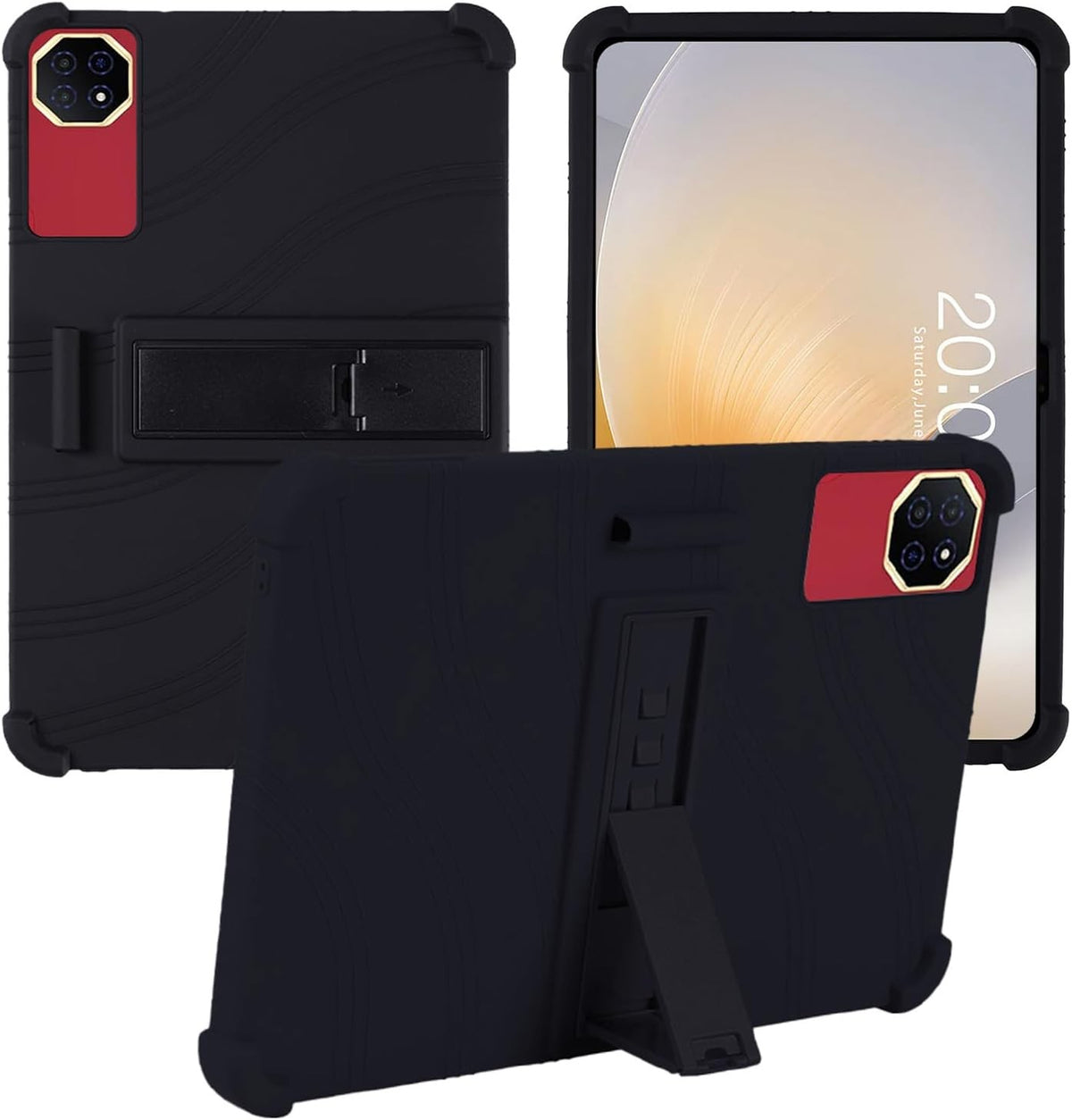 Soft Silicone Case for Teclast T65 Plus 2025 13.4 Inch Tablet, Adjustable Kickstand Shockproof Cover with PC Bracket, Kids Friendly Protective Case