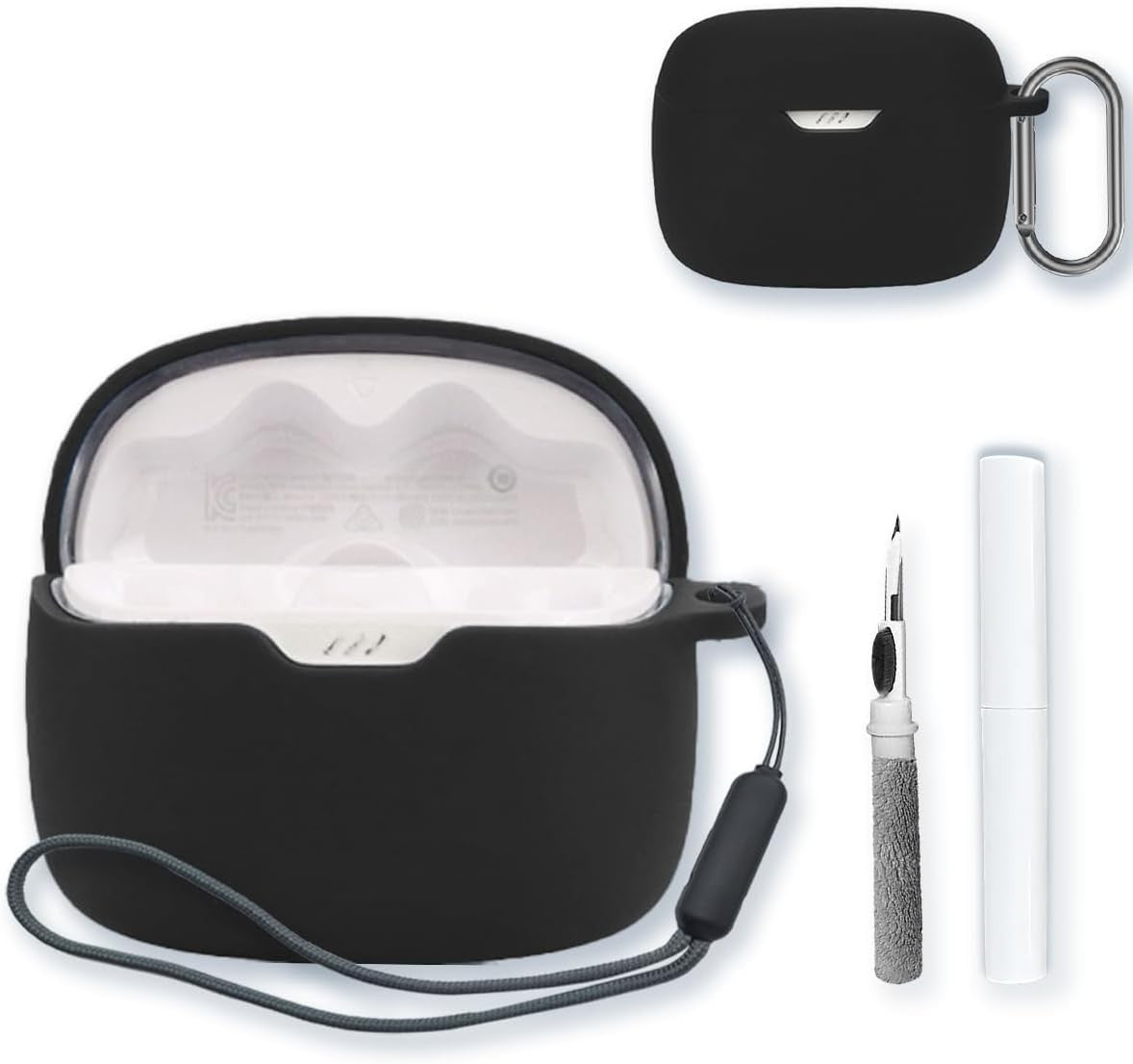 Silicone Case for JBL Tune 245NC TWS Earbuds - Soft Protective Cover with Keychain, Cleaning Pen and Lanyard