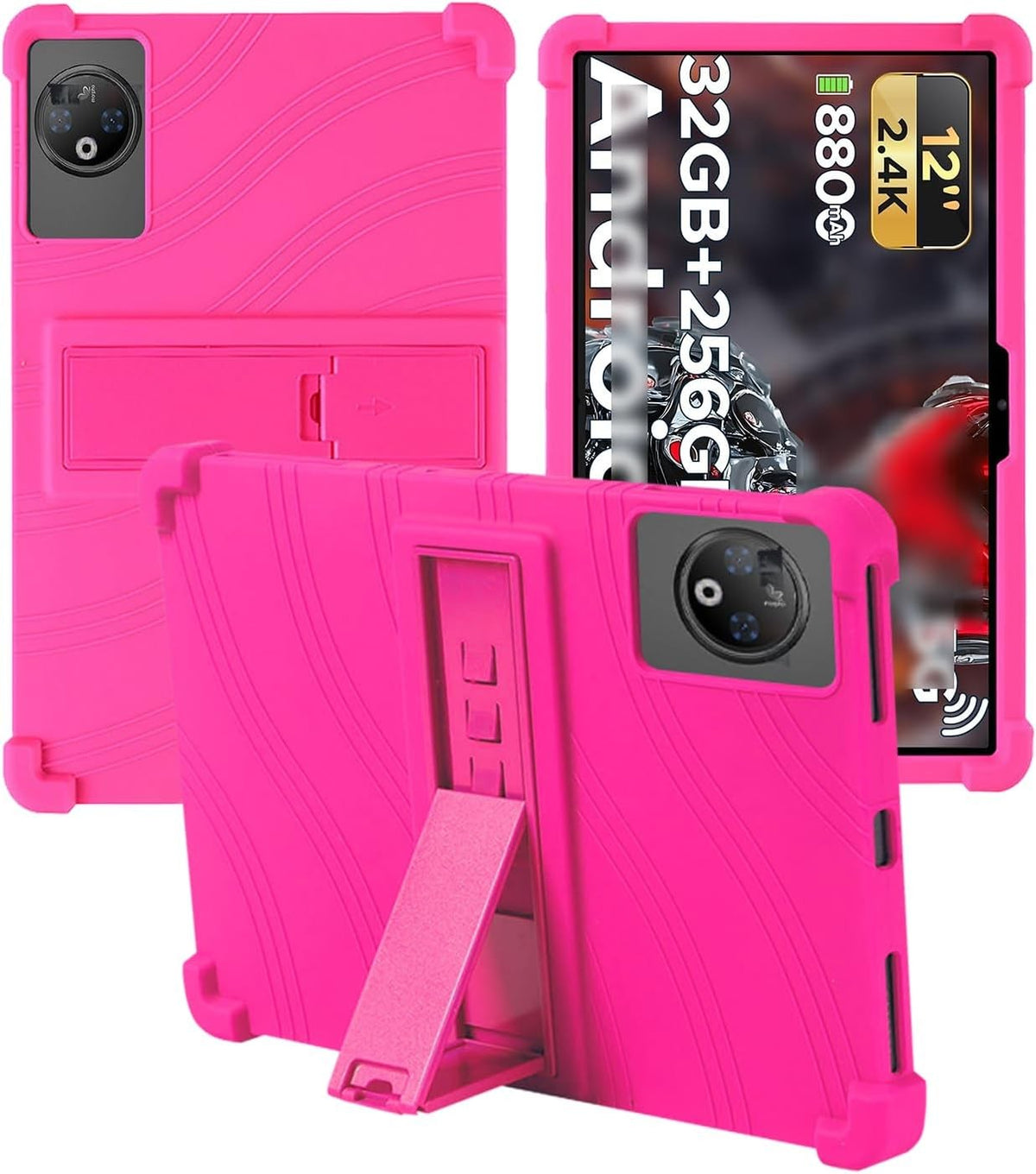 Silicone Tablet Case Compatible with DOOGEE V Pad 12", Adjustable Stand, Shockproof Kids Friendly