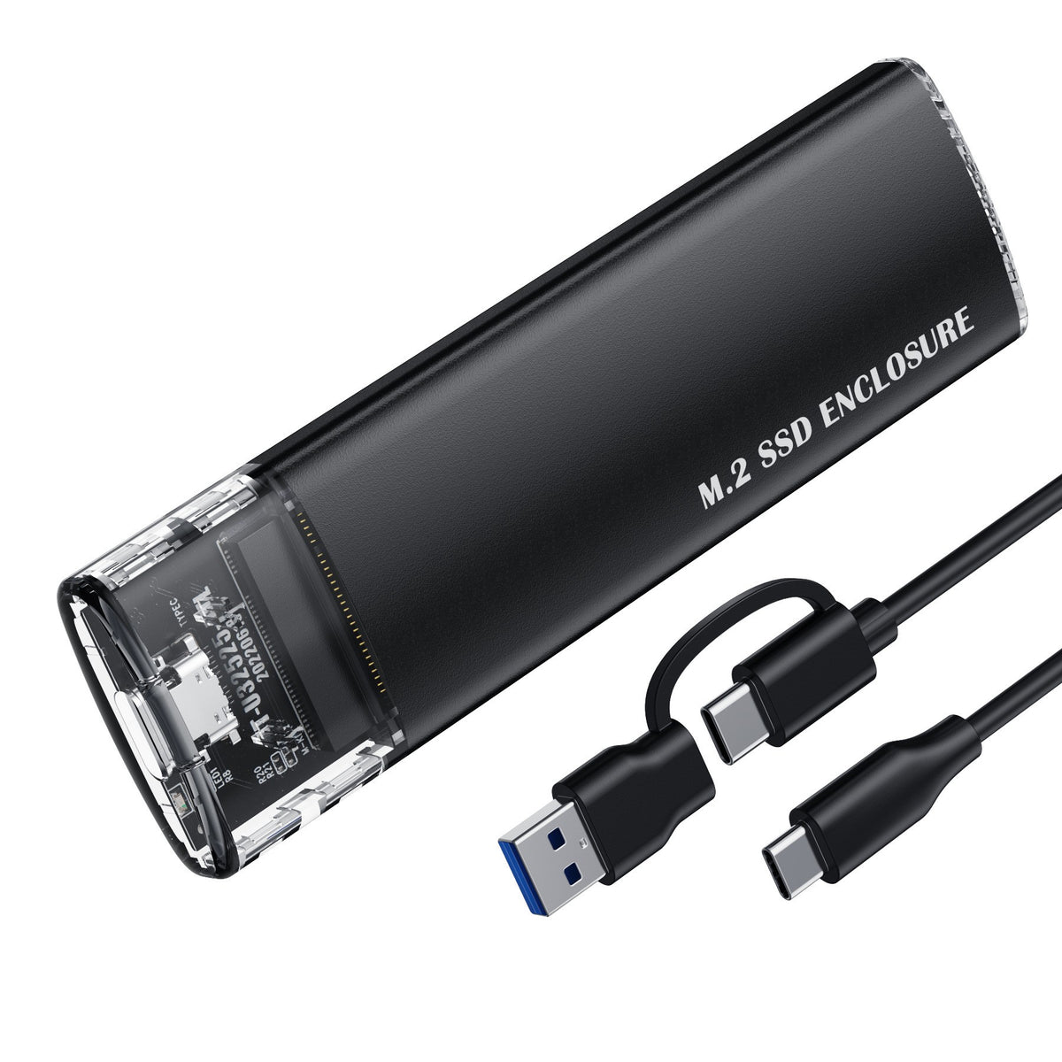 M.2 NVMe & SATA SSD Enclosure, USB-C, Dual Protocol, External Hard Drive Case