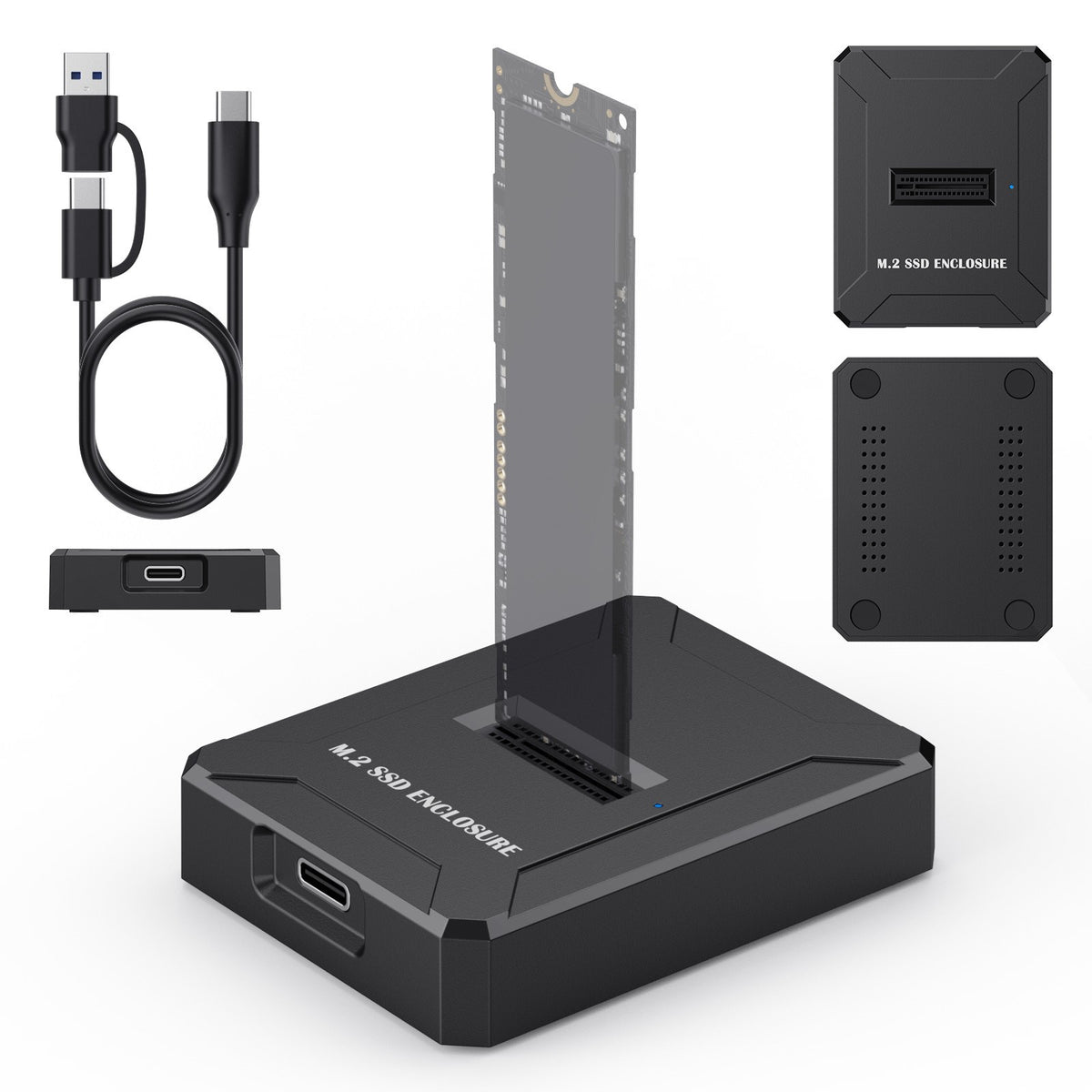 M.2 Dual Protocol NVMe NGFF SSD Enclosure, USB Type-C External Hard Drive Reader 9210B