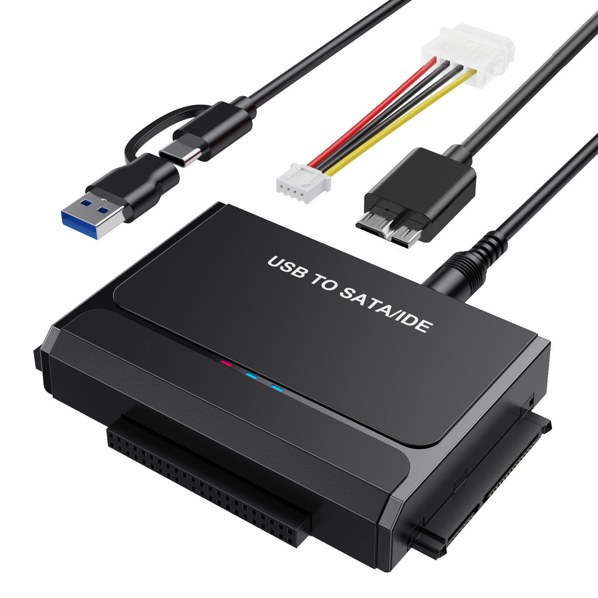 USB 3.1 Type-C to SATA/IDE Adapter, Multi-Function Hard Drive Cable Converter for 2.5" 3.5" HDD SSD
