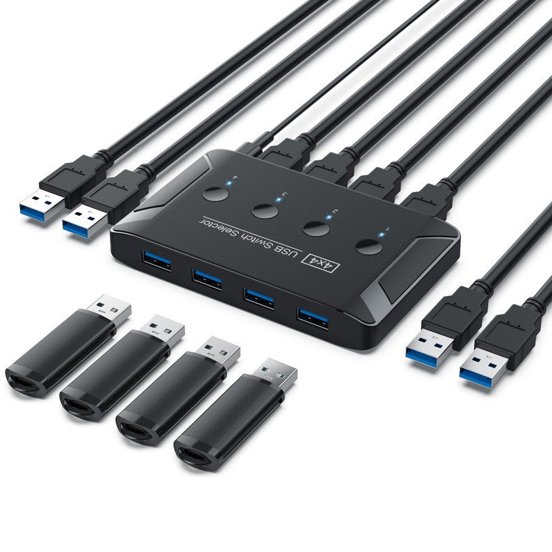 USB 3.0 4-in-4-out Switch, Hub for Printer Sharing, Adapter