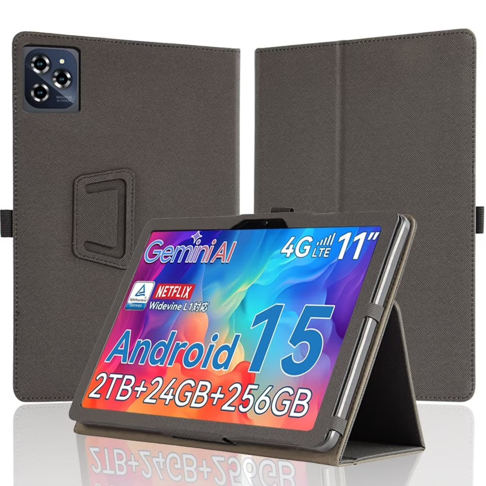 Case Compatible with Qukenk Android15 11" Tablet, PU Leather Stand with Hand Band, Protective