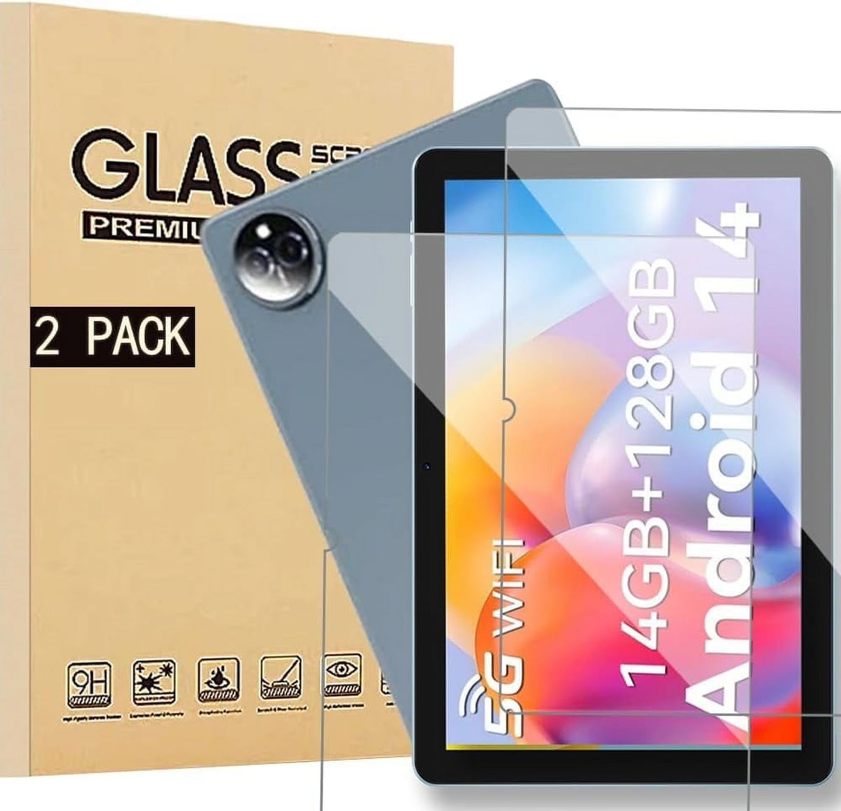 2-Pack 9H Tempered Glass Screen Protector for FEONAL/TABURETO 10.1" Tablet, Ultra-Thin, High Transmittance