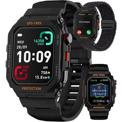 Smartwatch with GPS, Heart Rate Monitor, Sports Tracking, Route Tracking, Digital Crown, Alexa, Black