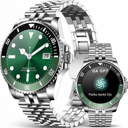 Men's Smartwatch 1.43" AMOLED, Stainless Steel Bracelet, Bluetooth Calling, Voice Assistant