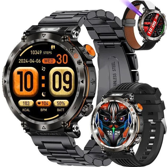 Men's 1.7" Smartwatch with 3 Straps, Digital Crown, Call, Compass, SOS, 600mAh Battery