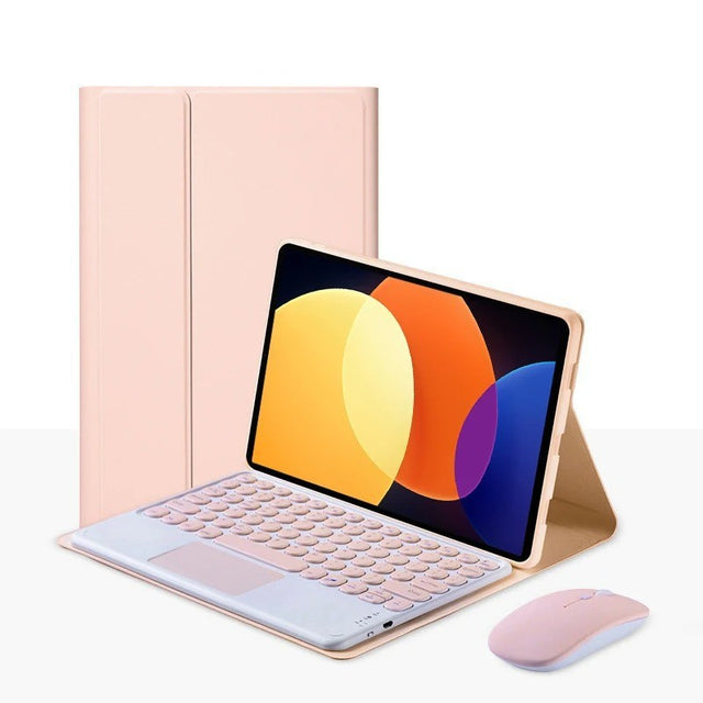 Pink Touchscreen Keyboard Case with Mouse Round Keys Compatible with Xiaomi Redmi Pad 2 11-inch 2025