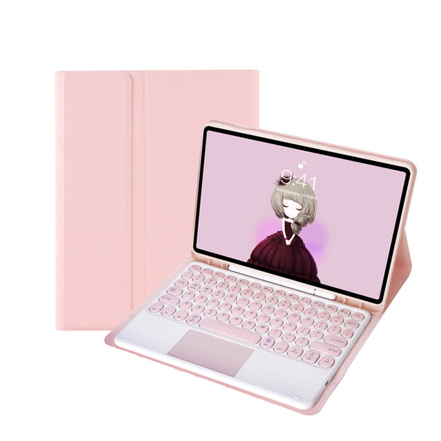 Bluetooth Keyboard Case for Samsung Galaxy Tab S9 11", Pink, Round Keys, Magnetic