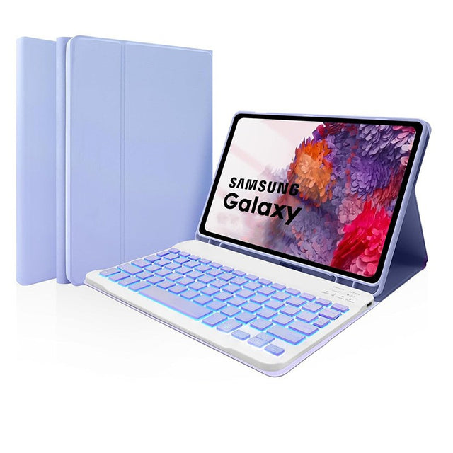 BT Keyboard Case Compatible with Samsung Galaxy Tab S11 11" X730/X736B, RGB Backlit, Light Purple