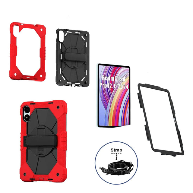 Compatible with Xiaomi Redmi Pad Pro 12.1 2024, Protective Case, Anti-Drop Silicone Cover, Red