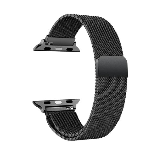 Milanese Band Magnetic Clasp & Screen Protector Compatible with Apple Watch 11 42mm Black/Transparent