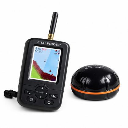 Portable Wireless Fish Finder with Floating Sensor, Color Screen, for Fishing from Bank or Boat