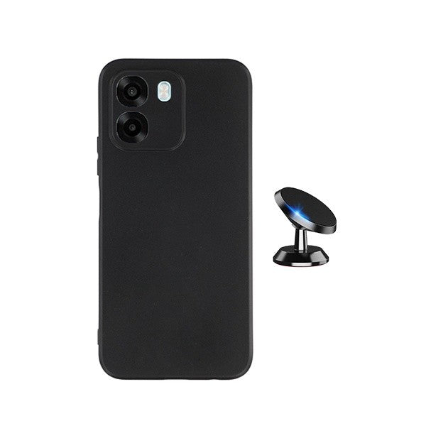 Magnetic Car Mount Kit with Silicone Case Compatible with Oppo A6 5G - Black
