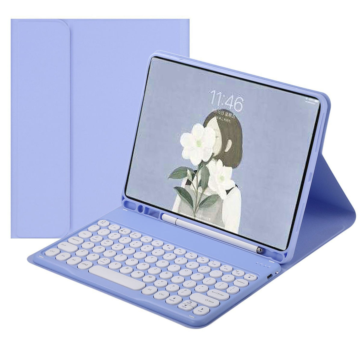 Bluetooth Keyboard Case Compatible with Samsung Tab S10 FE+ 13.1" SM X620 Round Keys