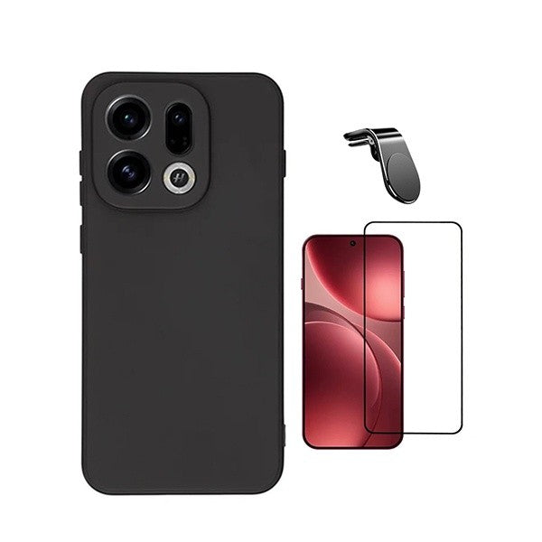Tempered Glass Kit with Liquid Silicone Case for Oppo Find X9