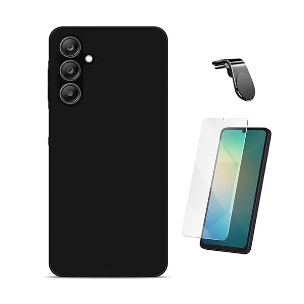 Tempered Glass Screen Protector & Liquid Silicone Case for Samsung Galaxy A17 4G, Black