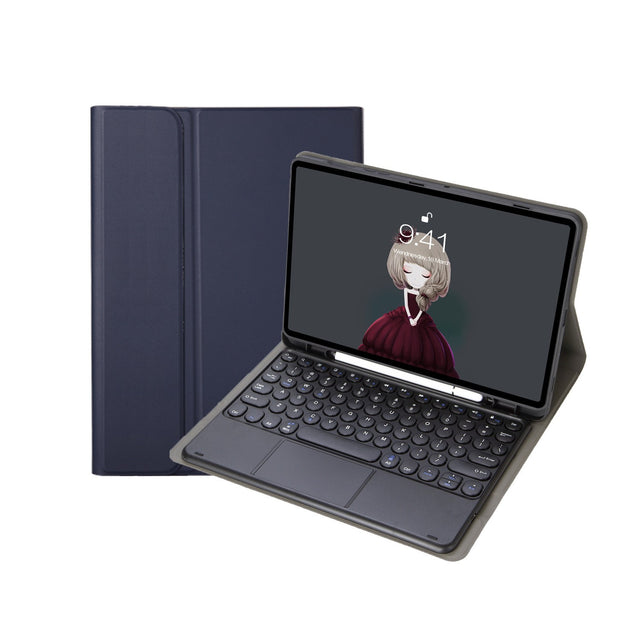 Bluetooth Keyboard Case Compatible with Samsung Tab S10 FE/S9 FE 10.9", Round Key, Blue, Magnetic